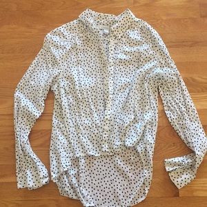Polka Dot High Low Button Up Shirt